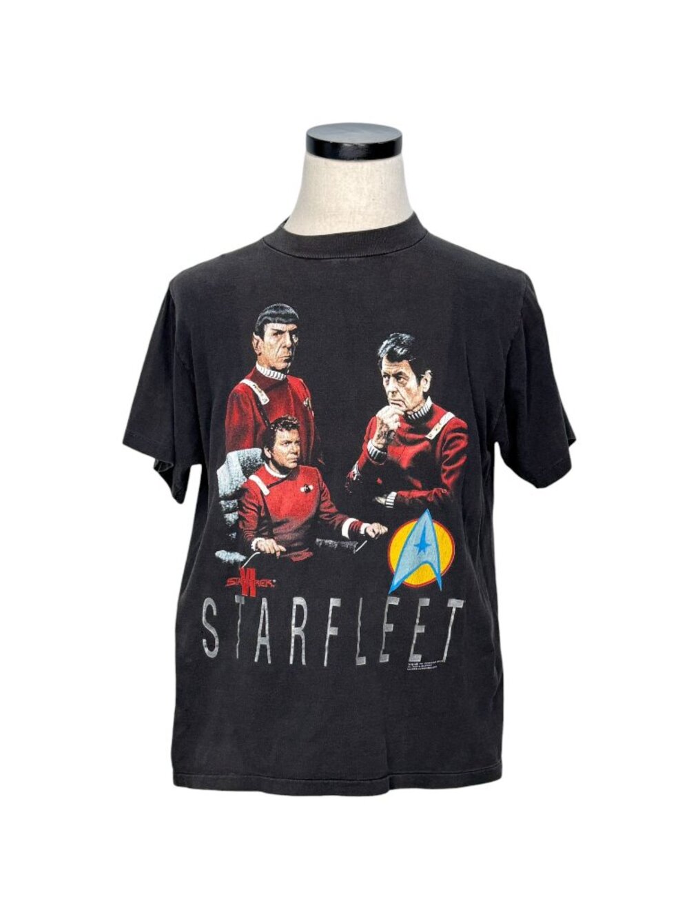 Star Trek VI Vintage 90s XL T-Shirt Starfleet & Klingons Graphic Black Tee